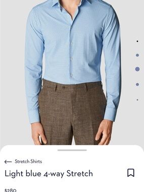 Eton Light Blue Micro-Pattern Stretch Dress Shirt
